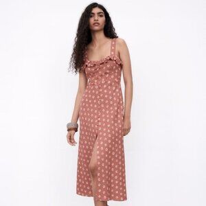 **NWT** ZARA FLORAL PRINT LINEN BLEND DRESS